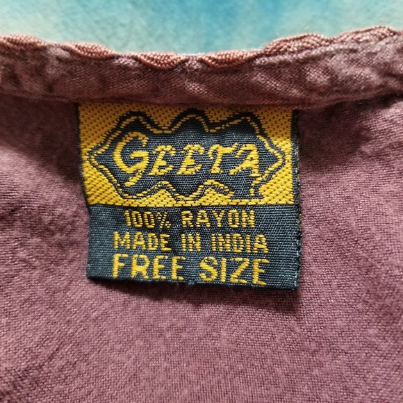 Geeta top Free Size dip dye ombre embroidered boho hippie crochet trim vintage? - Picture 14 of 15